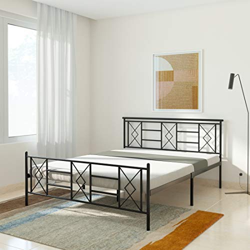 Amazon Brand - Solimo Queen Metal Bed Without Storage - ( Black)