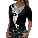 🍑🍒【Material】Damen Locker geschnittene Lange T-shirt oberteile ist aus hochwertigen materialien gefertigt, Leichtes, Atmungsaktives und Elastisches.Mode und Elegantes design.