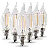 Feit Electric CFC60/927CA/FIL/6 60W Equivalent Dimmable BA10 Flame Tip E12 Base Clear (6-Pack) Candelabra LED Light Bulb, 6 Count (Pack of 1), Soft White 2700K, 6 Piece