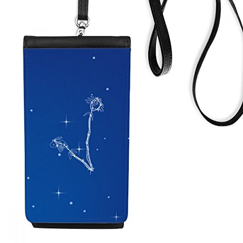 Bourse en cuir suspendu téléphone portable noir avec motif constellation étoilée