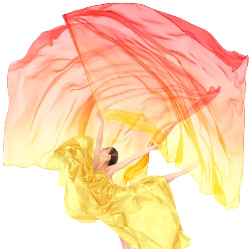 Image of Jecery 2 Pack Praise Dance Worship Flags, 35''x 55'', Yellow Orange Red