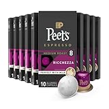 Peet's Coffee, Medium Roast Espresso Capsules, Compatible with Nespresso Original Machine, 100% Arabica Coffee - Ricchezza Intensity 8, 100 Count (10 Boxes of 10 Espresso Capsules)