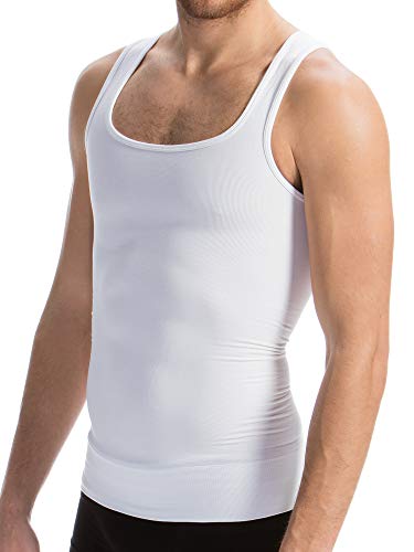 Farmacell Man 418 (Blanc, L) Débardeur Gainant Sculptant Homme en Coton Effet Compression Totale