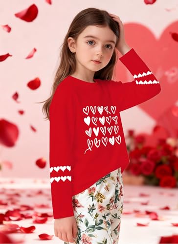Image of Valentines Shirts for Girls Toddler Cute Love Heart Long Sleeve Casual Tee Tops