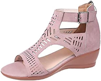 Cute Sandals for Women Dressy, Platform Sandals for Women Dressy, Womens Sandals Platform, Women's Summer Fashion Beach Wedge Sandals Roman Platform Sandals Block High Heel Shoes Pink