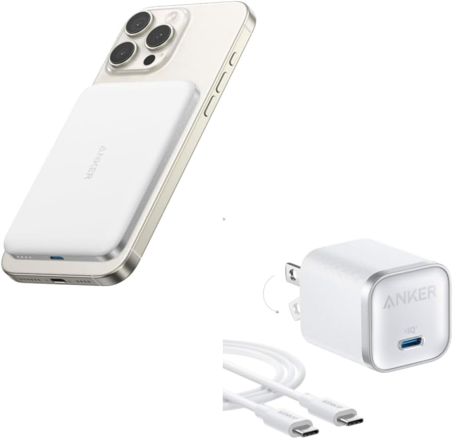 Anker Nano Power Bank, Ultra-Slim 5,000mAh Magnetic Battery Pack&Anker Nano 45W Type C Charger Fast Charging