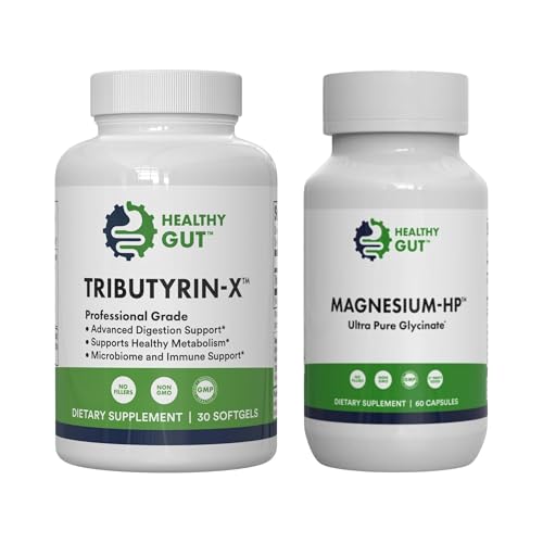 Healthy Gut Tributyrin-X (30 Servings) and Magnesium-HP (60 Servings) Bundle