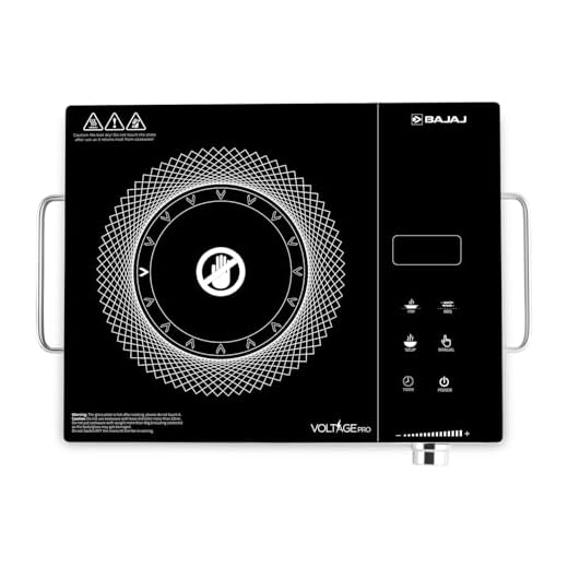 Bajaj IRX 220F Infrared Induction Cooktop | 2200 Watts | 11 Power Level | 3 Preset Menu | Feather Touch Controls | Digital display | 1 Year Warranty 【Black/Silver】