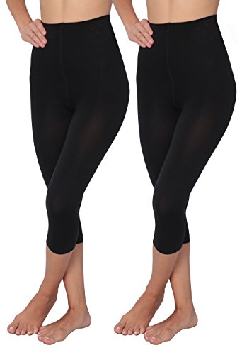 Hanes 1 & 2 Pack Shaping Slims Waist Capri Black Plus Size (Large, 2 Black)