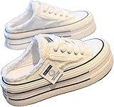 Backless Sneakers,Platform Mules for Women,Mule Sneakers for Women,Slip On Platform Shoes Comfortable Breathable Casual Indoor Outdoor Chunky Sneakers White