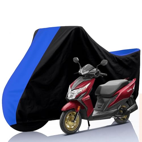 Image of All Weather Protection Two Wheeler Cover for Honda Dio, Scooter & Scooty | Anti Dust, 100% Water Resistance, Heat Resistant, UV Proof - Triple Stitched | (Black Top Royal Blue)