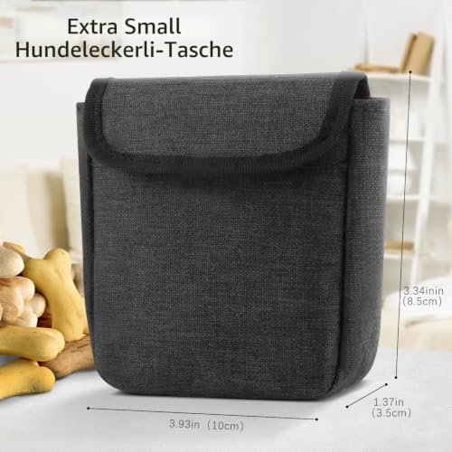 AEMIAO Hundetrainingstasche mit Magnetverschluss, klein, Trainingsbeutel für Hunde Pocket Size, Snack-Tasche für Hunde mit Karabinerhaken (Grau)