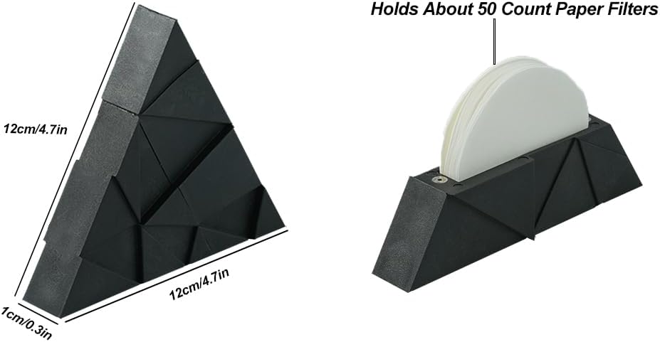 Espresso Paper Filters Storage Holder - CAFEMASY Triangle Coffee Filter Container with Lid Compatible with Aeropress Standard Filters and Espresso Filters