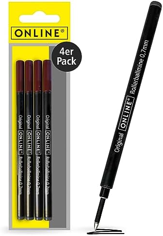 WEMATE Holz Tintenroller Set, Inkl. 2 Ersatzminen - Schwarz & Blau