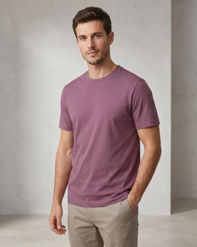 Image of NOBERO 100% Cotton T Shirts for Men Stylish | Regular Fit | Solid T Shirts for Men 180 GSM Combed Cotton | Round Neck Half Sleeve
