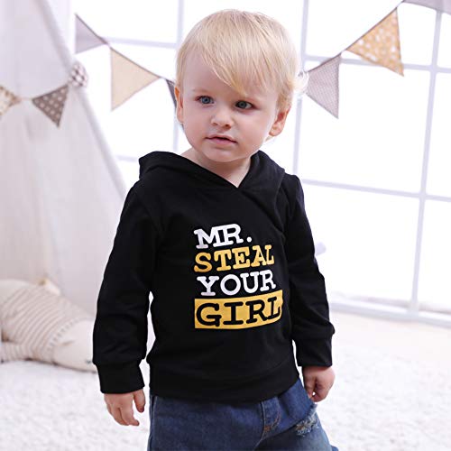 Toddler Baby Boy Clothes, Long Sleeve Letter Hoodies Top+Ripped Denim Pants 2Pcs Fall Winter Outfit Sets Black #TOP2