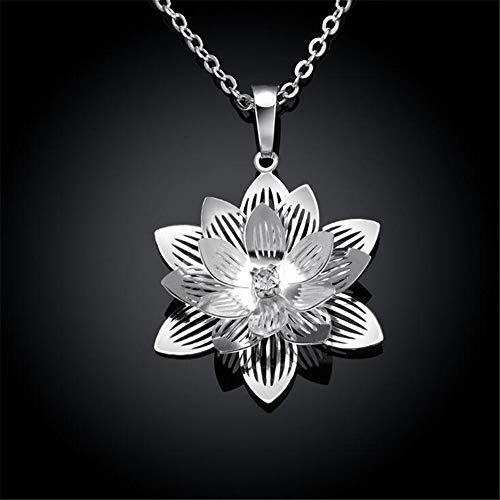 Collier pour dames en trois dimensions lotus diamant pendentif 45cm - 3