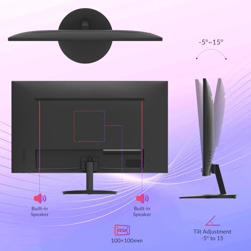 Image of 2 Pack 27 Inch FHD 1080P Office Monitor, 100Hz Refresh Rate, 3-Side Borderless, HDMI & VGA Inputs, 100x100mm VESA Compatible, Eye Care Technology