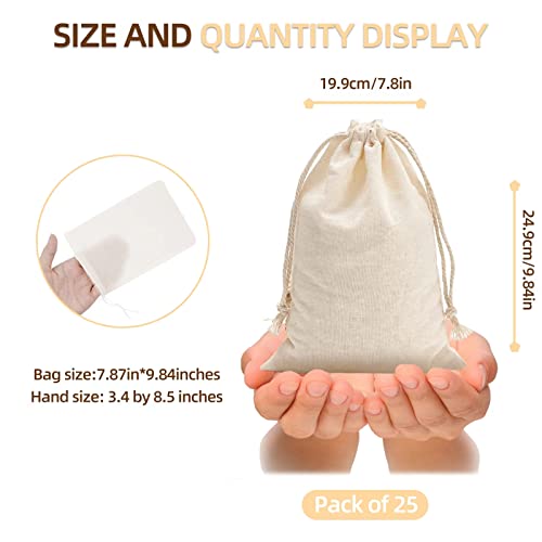 Miniatura 2 de Irich Bolsas Organza 100 Algodon 25 Pack 20cm 25cm, Bolsa Reutilizable De Regalo Con Cordon Para Secos Especias Chocolate Nueces Café Lavanda, Blanca Bolsas Para Cocinar, Hacer Mermelada