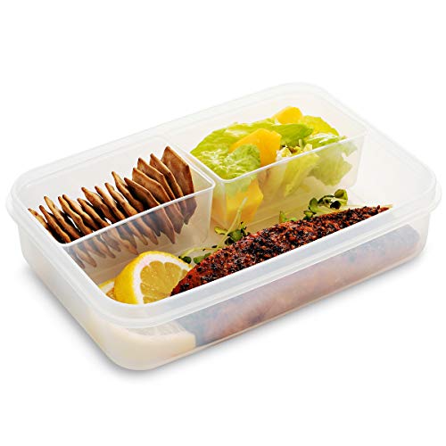 Komax Biokips Set of 3 Lunch Containers | 37-oz Compartment Divided Lunch Containers | BPA-Free Lunch Containers for Adults & Kids | Meal Prep & Portion Control Bento Box | Microwave & Dishwasher Safe