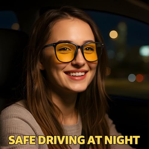 Image of Myiaur Polarized Night Vision Glasses for Women, Anti-Glare Yellow Lens