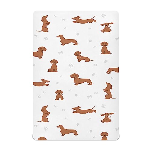 Crib Sheets for Boy Dachshund Toddler Baby Girls 52x28x9in
