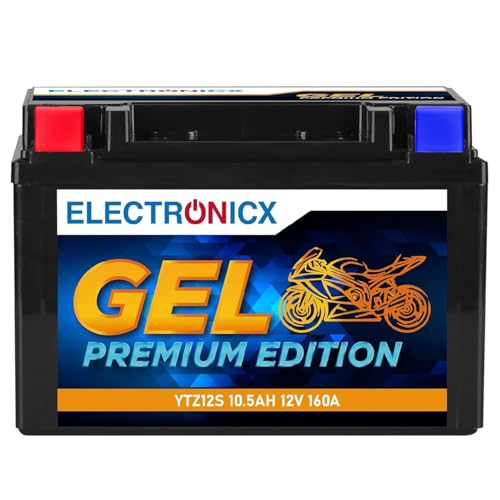 Electronicx YTZ12S GEL Batteria Moto 12V 10,5Ah 160A – Starter sigillato senza manutenzione per moto, scooter & powersport – compatta, antivibrazione, a prova di perdite e pronta all’uso