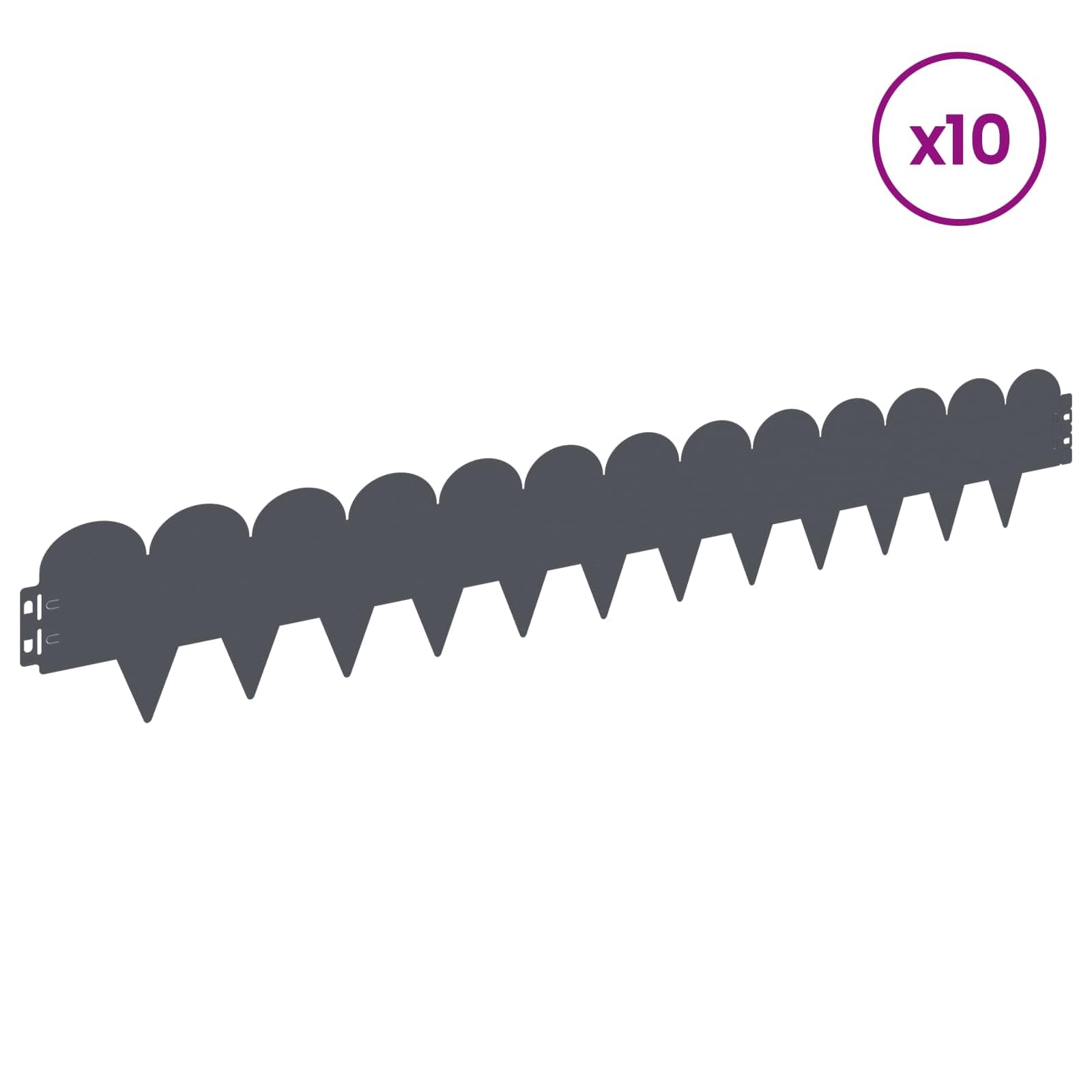 Lot de 10 bordures de pelouse - 103 x 15 cm - En acier anthracite - Résistantes aux intempéries avec surface revêtue par pulvérisation - Bordure flexible pour jardin, terrasse, chemin et zone