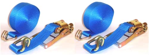 Image of Pair of Ratchet Straps Heavy Duty 5 Tonne Ton 4m x 50mm Recovery, Cargo, Boats, Cars Pt No LMX2921