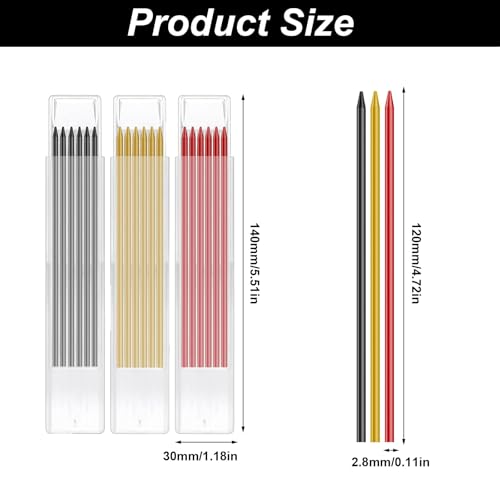 Jiujuda9 7 Schachtel/42 STK Bleistiftminen für Zimmermannsbleistift, 2,8mm Solide Tischler Bleistift Ersatzminen, Tieflochmarker Minen, Konstruktion Bleistift Ersatz für Architekt Zeichnen Werkzeuge