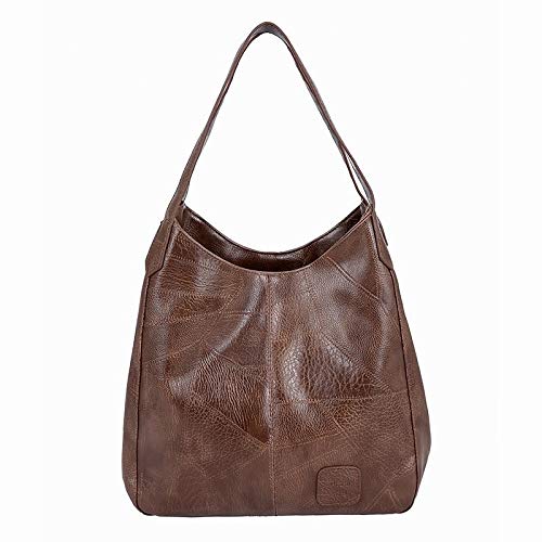 Cicilin Bolsa de Mão Vintage Feminina Bolsa de Ombro de Couro Falso CAFÉ