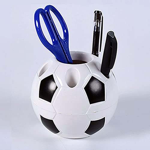 Iupiii Penholder Football Shape Pencil Holders Toothbrush Brush Holder Pen Container Make Up Penholder Gifts Desk Home Decoration Rack (Color : Black) #TOP1