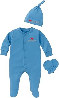 pom-pom SWEET HEARTS Baby Romper Set for Newborn Babies | 100% Cotton Sleepsuit/Bodysuit, Matching Cap & Mittens | Soft, B... Price In India