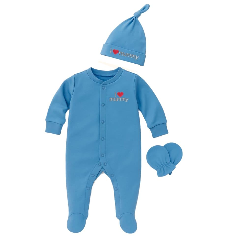 pom-pom SWEET HEARTS Baby Romper Set for Newborn Babies | 100% Cotton Sleepsuit/Bodysuit, Matching Cap & Mittens | Soft, B... - Review, Price and Buying Guide