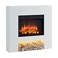 LegendFlame® Georgia Electric Fireplace with 37" Mantel Surround and Jaden 23" Insert, Cream White Finish
