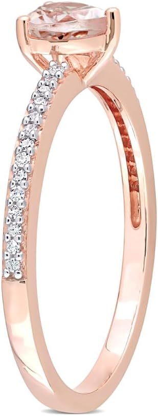 1/2 Carat (ctw) Morganite Heart Promise Ring in 10K Rose Pink Gold with Diamonds