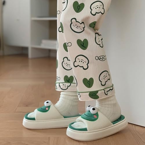 Image of XIXITIAO Cow Slippers for Women /Men Indoor, Cute Cartoon Animal House Shoes, Comfortable Cotton Linen Bedroom Kawaii Cloud Slides