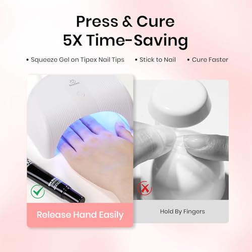 Beetles Tipex Nail Glue Gel 2 Pcs 20g, Super Strong Hands-Free Solid Nail Glue for Tipex Instant Apex Nail Tips, Professional Beginner-Friendly, U V Light Required
