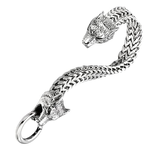 Shurhome Men's Wolf Head with Adjustable Length Stainless Steel Ensures Durability and Comfort for All Day Wear Men's Stateme