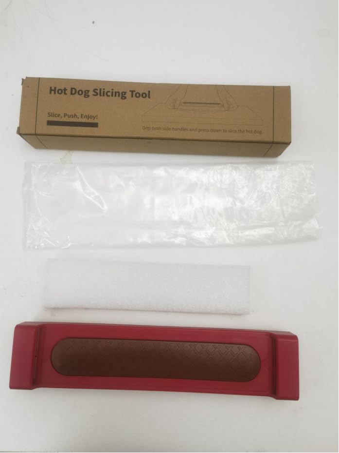 COSPELEY Hot Dog Cutter Tool - Pop-Out Hot Dog Slicer Criss Cross, Stainless Steel Blades, Suitable for Kitchen, Grilling, Tailgating, Camping and Backyard Outdoor BBQ - 11 Inch - Red