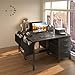 Lufeiya Computer Desk with File Drawers Cabinet, 47 Inch Reversible Home Office Desks with Filing Cabinet for Small Space, Gaming Study Writing Table PC Desks, Black