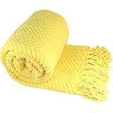 Home Soft Things Knitted Tweed Throw Couch Cover Blanket, 50 x 60, Sunshine Yellow