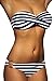 Imilan Twist Bandeau Bikini Set Swimwear Swimsuit for Women (S, Royal Stripe)
