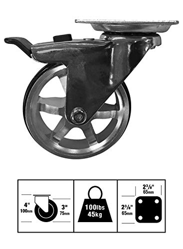 Headbourne 8295E Designer Casters 3 Inch Machined Aluminum Mag Designer Caster, 4 Pack #TOP3