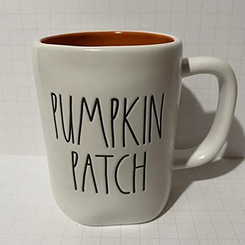 Rae Dunn PUMPKIN PATCH Mug - Halloween Coffee cup - ORANGE inside - Ceramic - 16 oz