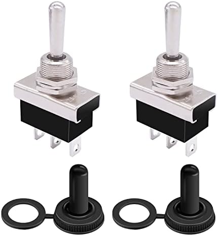 weideer 2Pcs Momentary Toggle Switch 12V 25A SPDT (ON)/Off/(ON) 3 pin 3 Position Waterproof Toggle Switch with Waterproof Cover for Auto Car KN3D-123