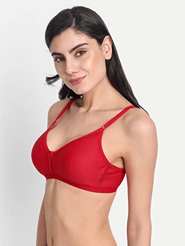 Image of Women's Full Coverage Cotton Blend Bra | Wired Free Lightly Padded Everyday Wear Bras | Soft Breathable Comfortable T-Shirt Bra | Adjustable Straps Lightweight Daily Inner wear for Women Pack of 2