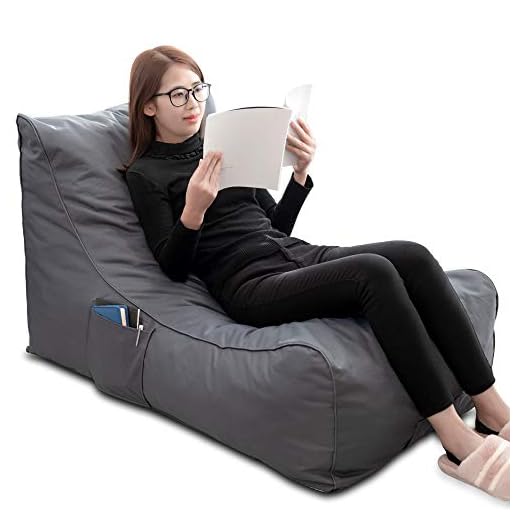 iOCHOW Floor Chair Indoor & Outdoor Lounger Chair: Bean Bag Chair Memory Foam Filled Bedroom Sofa with Dirt-Proof Oxford Fabric Washable Covers & Side Pocket for Teenager- Gray 2023 Upgrade