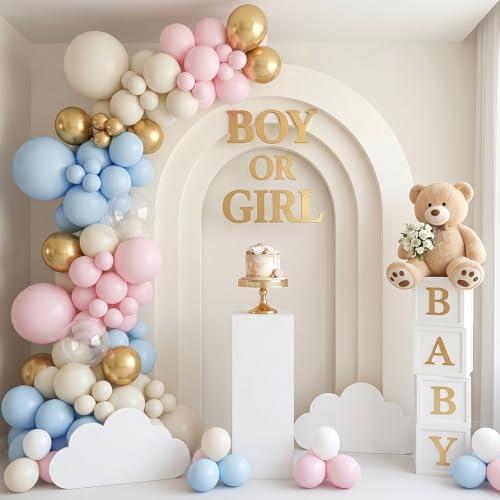 Image of RUBFAC 135pcs Pale Pink Balloons Different Sizes Pack of 18 12 10 5 Inch, Latex Light Baby Pastel Pink Balloon Garland Arch Kit for Baby Shower Engagement Bachelorette Wedding Birthday Party