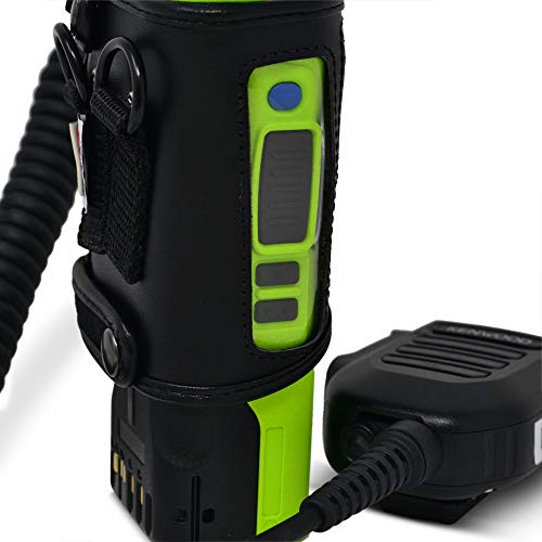 Turtleback Carry Holder for Kenwood VP6000 Viking 6000 Radio with D Rings Attachment, Fire and Police Two Way Radio Belt Case, Black Leather Duty Belt Holster with Heavy Duty D Rings, Made in USA